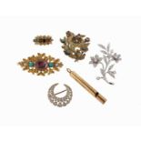 A Regency gold REGARD brooch, set with appropriate gem stones, two early 19th century gem set gold