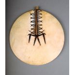 λ  A Solomon Islands kap kap, breastplate, shell, turtle shell and fibre, 18.4cm diameter.
