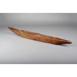 A Santa Cruz dance wand, Solomon Islands, of canoe form with painted decoration, the pointed
