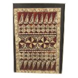 A tapa cloth panel, with geometric designs, black and brown colouring, 73.5 x 46cm and another