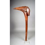 A New Caledonia bird head club, Kanak People, Melanesia, 82cm long.