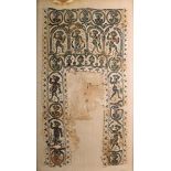 An Egyptian Coptic textile fragment, linen and wool, with classical figures and busts within