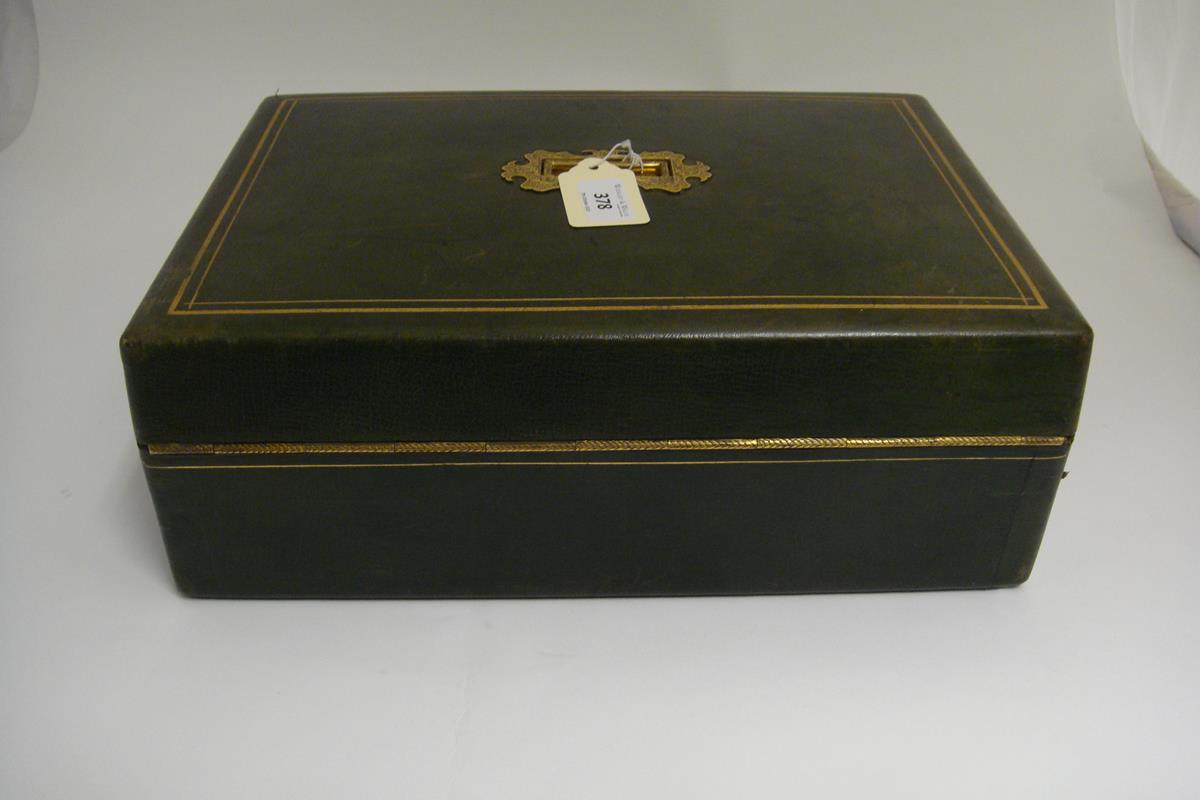 A mid Victorian green leather writing and document box by Asprey, with gilt line decoration, the lid - Image 17 of 17