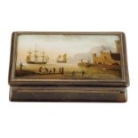 λ An early 19th century French tortoiseshell rectangular snuff box, the hinged lid with a fixé-