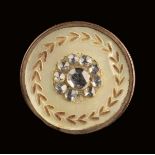 Ten Louis XVI mother of pearl buttons, comprising: a pair with coloured cut glass, a set of three