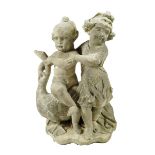 A Dutch carved sandstone allegorical group of Jupiter and Mercury, in the manner of Jan Pieter van