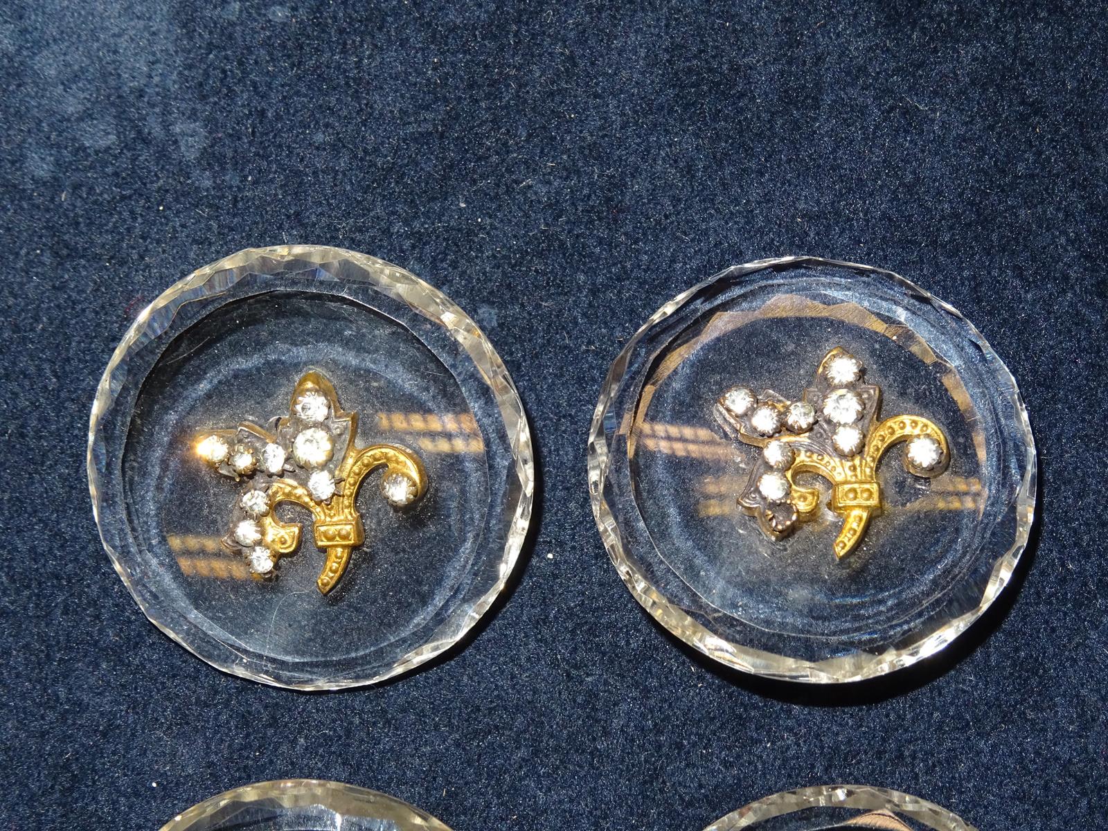 A set of four Napoleon III cut crystal glass buttons, decorated with a gilt metal and paste set - Image 3 of 4