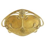 An Austrian Art Nouveau bronze tray, decorated with a stylized lion, the reverse stamped '