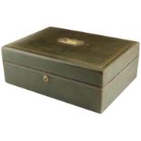 A mid Victorian green leather writing and document box by Asprey, with gilt line decoration, the lid