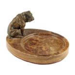 An Austrian bronze and alabaster vide poche, modelled with a bulldog, early 20th century 14.7cm