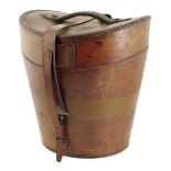 A brown leather double 'tub' top hat box, with a lined interior, early 20th century, 37.7cm high,