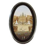 A pair of late 19th century Italian oval micromosaic plaques, views of St. Peter's Square and the