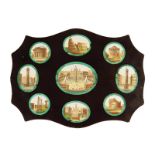 A late 19th century Italian micromosaic paperweight, of serpentine outline inlaid with nine
