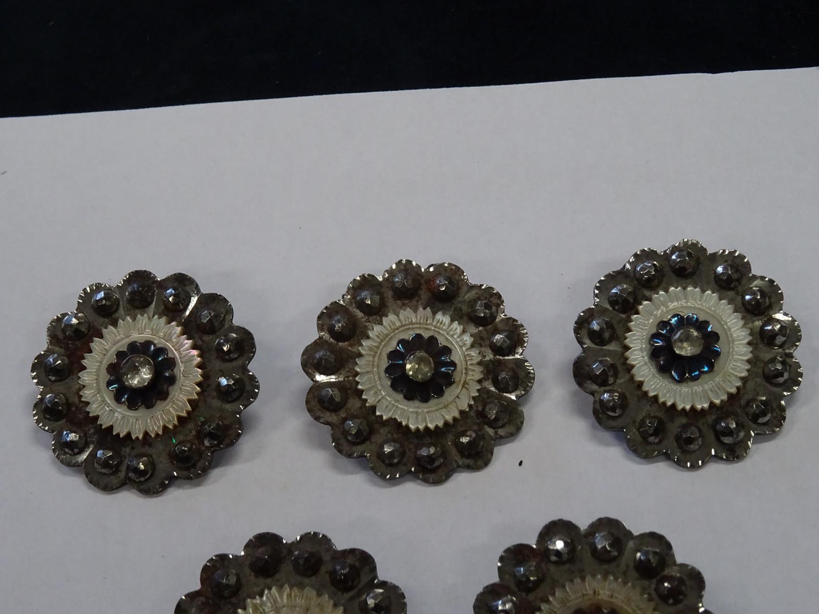 A set of five Louis XVI cut steel and mother of pearl buttons, in the form of a flowerhead, 4cm - Image 3 of 4