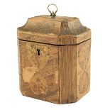 An early 19th century French Prisoner of War straw work tea caddy, the interior with a single lidded