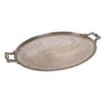 A French silver plated oval twin handled tray by Christofle, stamped 'CHRISTOFLE FRANCE', 41.7 x