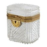 A French cut glass and gilt metal mounted casket, late 19th / early 20th century, 12.5cm high, 11.