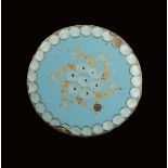 A set of five Louis XVI turquoise enamel buttons, with gilt floral decoration, 3.4cm diameter. (5)