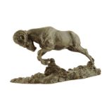 After Pierre Jules Mêne (French, 1810-1879). A bronze model of a ram, on a naturalistic base, signed