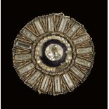A set of five Louis XVI metal thread and glass buttons, each centred with a paste gemstone, 3.8cm