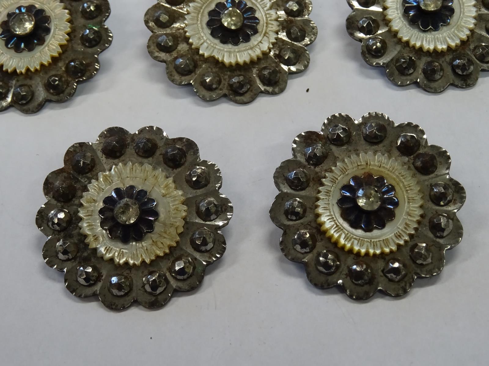 A set of five Louis XVI cut steel and mother of pearl buttons, in the form of a flowerhead, 4cm - Image 4 of 4