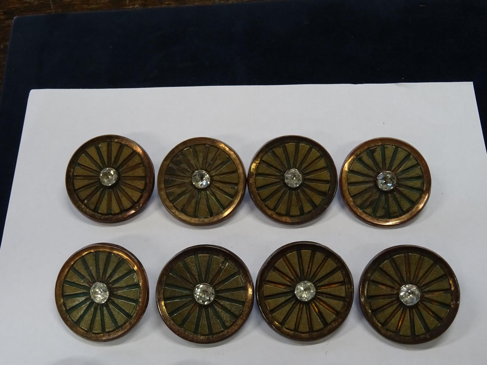 A set of fourteen Louis XVI wood and copper buttons, with a radiating design, the centre with a - Image 3 of 4