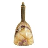 An early 19th century carved blue john dummy mallet paperweight, with a turned wood and brass