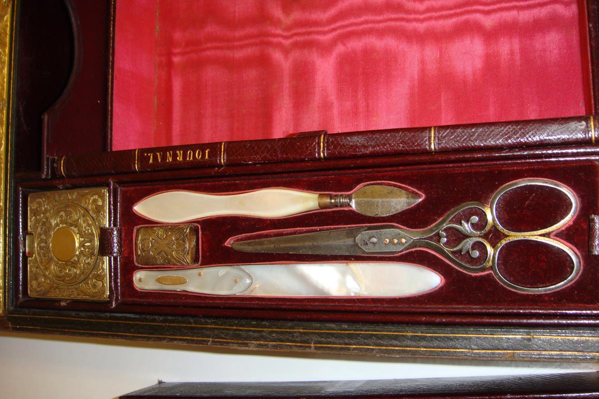 A mid Victorian green leather writing and document box by Asprey, with gilt line decoration, the lid - Image 9 of 17