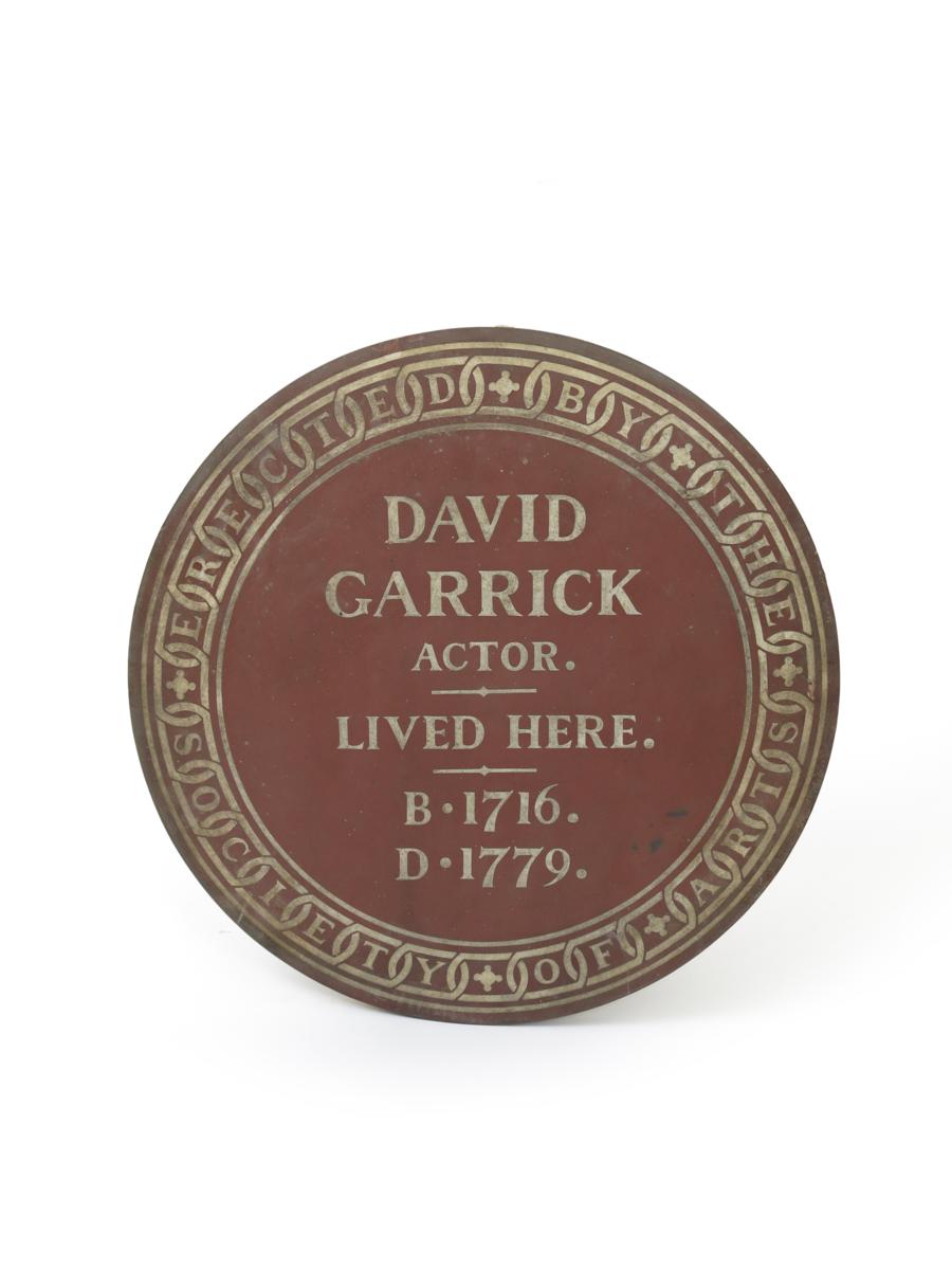 David Garrick Actor Lived Here a rare and early Minton 'Blue' plaque,  the circular plaque red