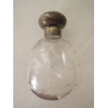 A George V silver-mounted scent bottle, C. C. May & Sons, London, 1916, the bulbous glass body