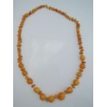 An amber bead necklace, untested, 42g