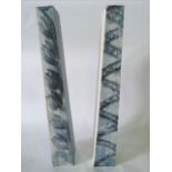 Two Carn Studio Pottery vases of tapering four sided form, one with blue glaze the other with