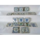 A quantity of 18th and 19th century tin glazed tiles with blue and white painted decoration