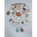 A Royal Worcester brooch; a dragonfly brooch; and a miscellaneous collection of costume jewellery