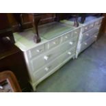 A Stag bedroom chest with later painted finish fitted with an arrangement of two long and four short