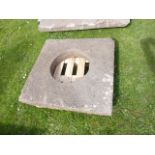 An old penant stone well cover, 94 cm square approximately