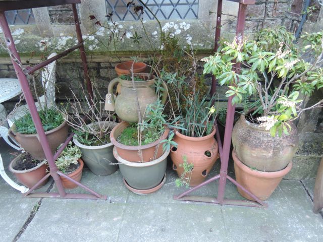 A quantity of mainly contemporary garden planters to include some glazed examples, clay strawberry