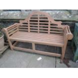 A good quality contemporary teak three seat garden bench in the Lutyens style