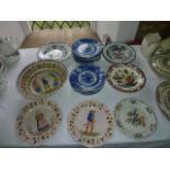 A set of twelve 19th century blue and white printed plates with oriental style prunus blossom and