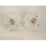 A pair of 19th century continental cabinet plates, probably Meissen, with painted decoration of a