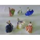 A collection of six Royal Doulton figures comprising Fair Lady HN2635, Tina HN3494, Elaine HN2791,