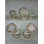 A collection of late 19th century Marne pattern tea wares with printed and infilled floral border