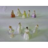 A collection of Royal Doulton figures comprising Daddies Girl HN3435, Penny HN2424, Rose in mauve