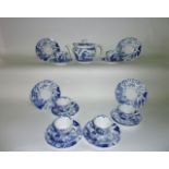 A collection of Royal Crown Derby blue and white printed tea wares with chinoiserie decoration