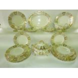 A collection of Royal Crown Derby Green Derby Panel dinner wares, number A1237, comprising a
