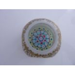 A good quality large six faceted Millefiori cushion paperweight with cameo white overlay exterior