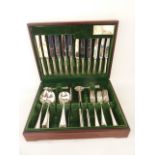 A canteen containing a quantity of George Butler of Sheffield stainless steel cutlery all with
