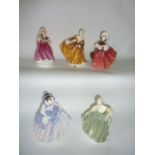 A collection of five Royal Doulton figures - The Skater HN2117, Alice HN3368, Sunday Morning HN2184,
