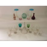 A collection of glass effects to include a pair of 19th century clear glass custard cups with