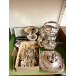 A collection of silver plated wares to include a good quality kettle and stand with associated
